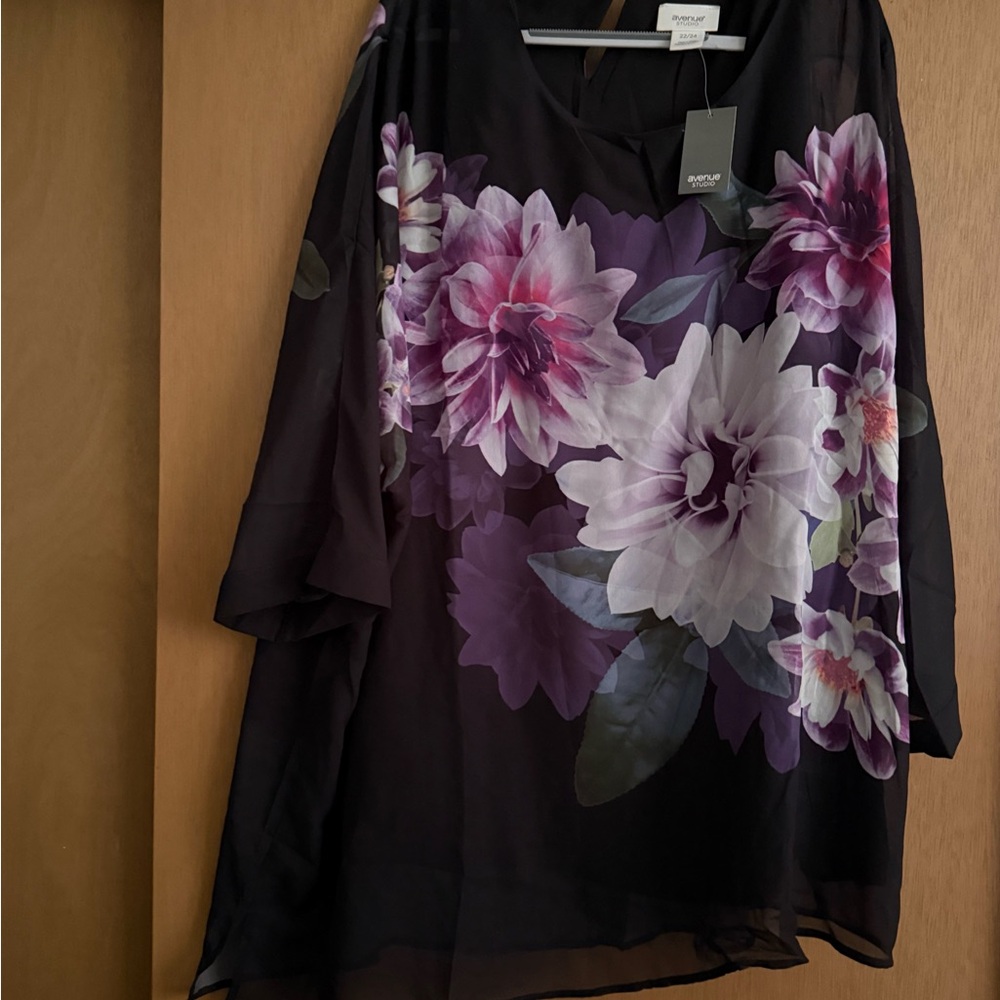 Floral Black and Purple Blouse